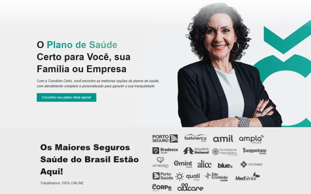 Página inicial do site da Convênio Certo