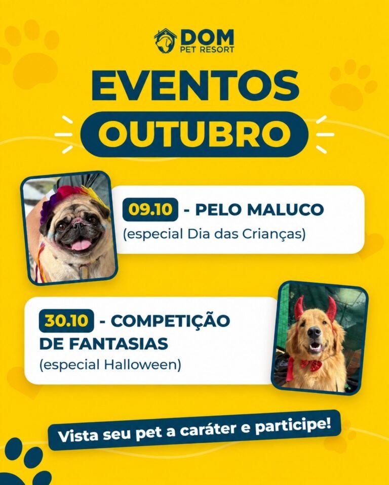 Post para Dom Pet Resort: Post de agenda: os eventos de outubro do resort.